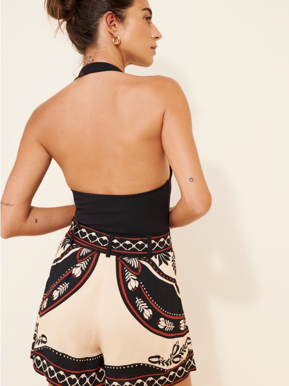 FARM Rio Black Cream and Red Heart-Print Skort MISSING BELT - Picture 2 of 3